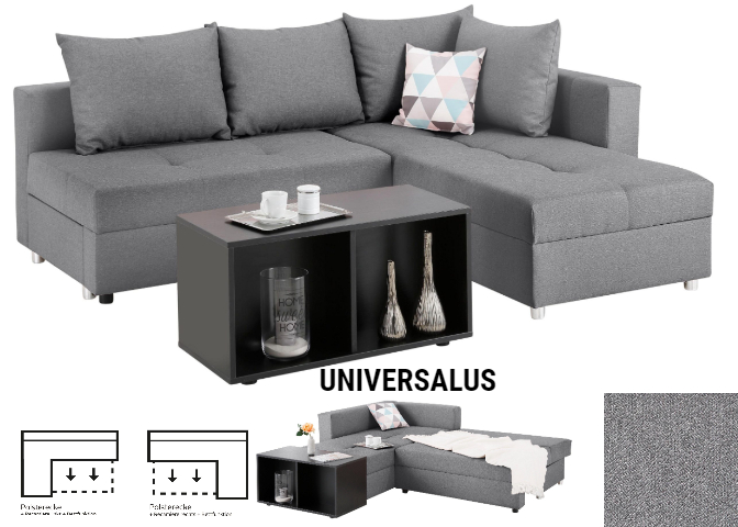 Minkštas universalus kampas „Italia“ su pufu, miego funkcija ir dėže patalynei - Image 2